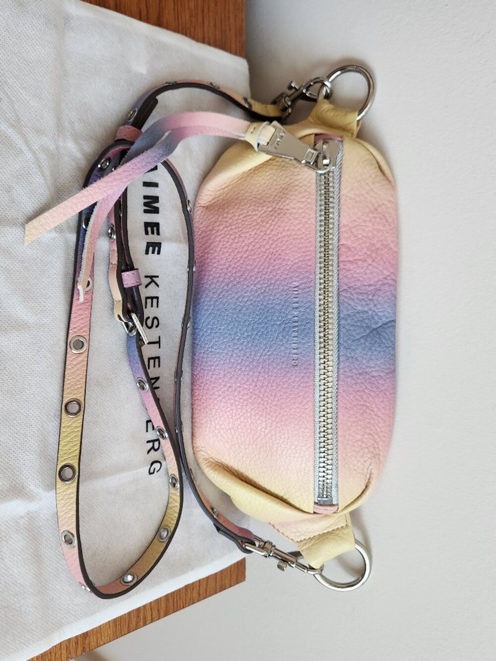 AIMEE KESTENBERG “MILAN BUM BAG” SOFT LEATHER CROSSBODY BAG IN THE ISLAND OMBRE